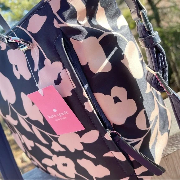 Kate Spade Jae Garden Vine Medium Nylon Satchel Crossbody Nightcap Multi - Picture 4 of 7